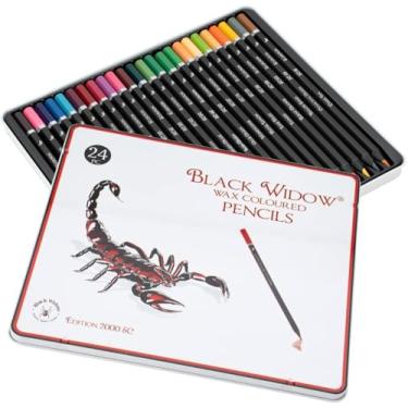 Imagem de Black Widow Conjunto de 24 lápis de cor - núcleo de cera macia para livros de colorir para adultos - conjunto de escorpião