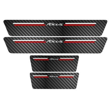 Imagem de Kit Soleira Protetora Porta Premium Red Fibra Carbono Focus - Jhow Ade