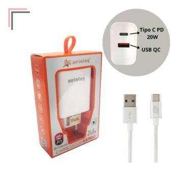 Imagem de Combo Carregador Tomada Turbo 45w Usb E C + Cabo Usb Tipo C - Avanço, 