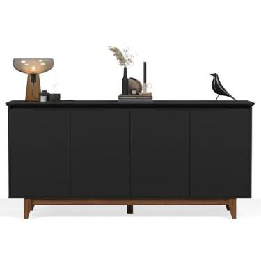 Imagem de Buffet Aparador para Sala de Jantar 4 Portas Flop - Ej Móveis, Preto