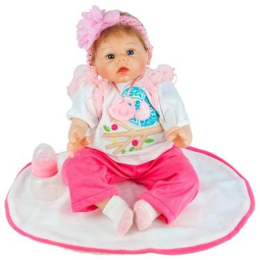 Imagem de Bebê Reborn Boneca Realista Articulada Em Vinil Menina Com Acessórios 