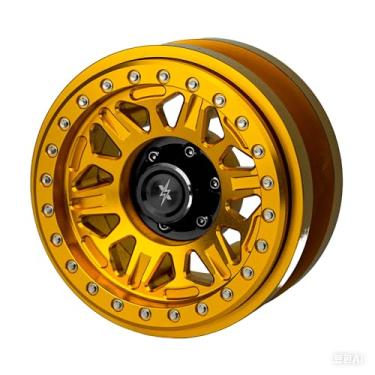Imagem de BEAXTURBO Racing Upgrade Parts RC CNC 2.9''Aluminum Bead Lock Wheel-B for Axial SCX6 Trail Honcho Gold 1/6 1PCS (Gold/Black)