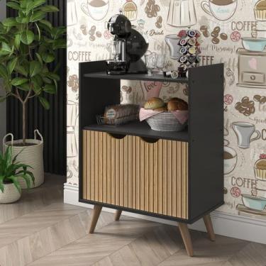 Imagem de Aparador Buffet Retrô 2 Portas Grécia Ripado 3D Preto/Ripado - PRADO M