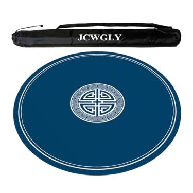 Imagem de Tapete Redondo De Mahjong Com Bolsa De Transporte Preta, Toalha De Mesa Macia Antiderrapante E Redutora De Ruído Para Jogos De Xadrez E Cartas Em Casa, Cartas De Pôquer E Jogos De Peças(Blue,85cm/33.4