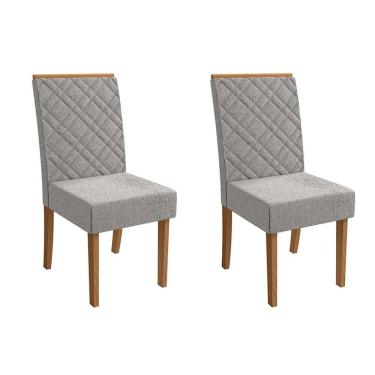 Imagem de Conjunto com 2 Cadeiras Gardênia Bouclé Cinza e Canela