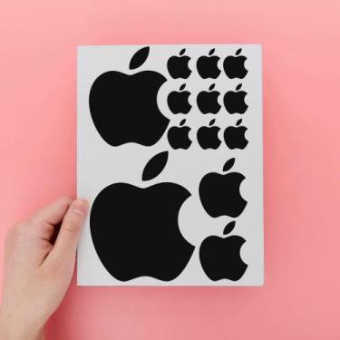 Imagem de Cartela Adesivos Maçã Apple Preto iPhone iPad Mac Carro Moto Notebook 