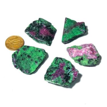Imagem de 05 Rubi na Zoisita Pedra Bruto Natural 15g 2 a 4cm Classe B - Cristais