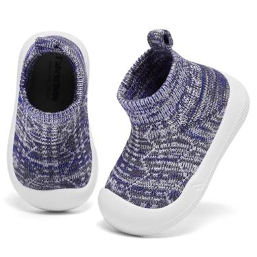 Imagem de Fahrerliebe Meias Para Bebês, Sapatos Antiderrapantes Caminhada, Botinhas Casa, Tênis Meninos De 18 A 24 Meses, Azul Marinho/Cinza