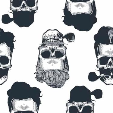 Imagem de Papel De Parede 3m Adesivo Rústico Barbearia Caveira