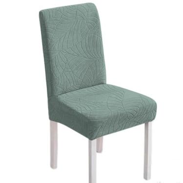 Imagem de Capa para cadeira impermeável, assento de jantar com encosto alto, tecido elástico jacquard para cozinha e hotel, estilo 2, verde matcha, 1 peça