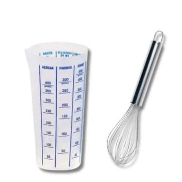 Imagem de Kit Copo medidor 500 ml + Bate Clara em aço inox