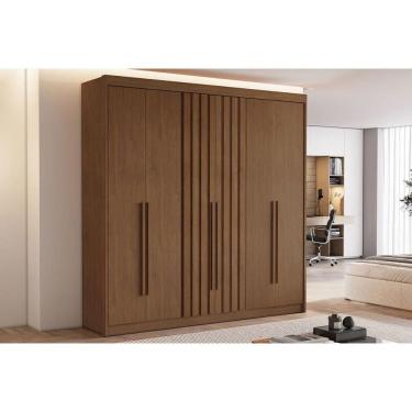 Imagem de Guarda Roupa 6 Portas (2 Ripadas) e 6 Gavetas Portugal Cacau - Conquista