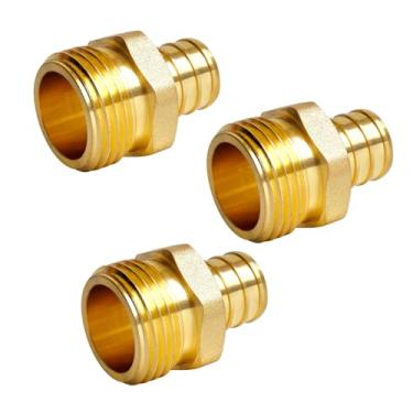 Imagem de TALEGEN 3 peças PEX macho de 3/10.2 cm x conector macho GHT, encaixe Pex de latão, adaptador de mangueira de jardim para encanamento PEX, mangueira de jardim e sistemas de irrigação