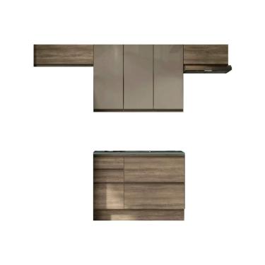 Imagem de Cozinha Completa Maxxi 4 Peças (3Aéreos+1Balcão) s/Pia CPT47 Nogal - Kappesberg