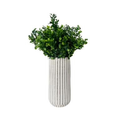 Imagem de Vaso Em Cerâmica Com Planta Moderno Branco 12,5x25,5cm Strasbourg Elements