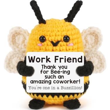 Imagem de LEJIAJINW Presentes De Agradecimento Para Colegas Trabalho, Funcionários, Amigos, Aposentadoria, Despedidas, Mini Abelhas Crochê Positivas, Decoração Inspiradora Escritório