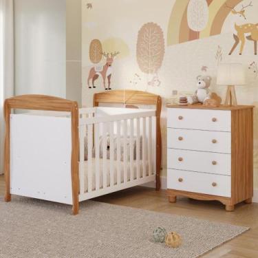 Imagem de Quarto de Bebê Completo Berço Americano Marquesa 3 Em 1 Cômoda Gavetei