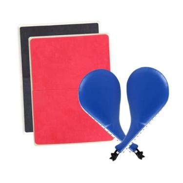 Imagem de oshhni Conjunto de treinamento de Taekwondo com 4 peças, almofadas de chute, kit de prática de artes marciais, karatê, tábuas de quebra para iniciantes em, Azul Vermelho Preto
