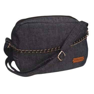 Imagem de Bolsa Feminina Jeans Bolsinha alça Transversal ajustável ombro Lateral corrente pequena média Clutch