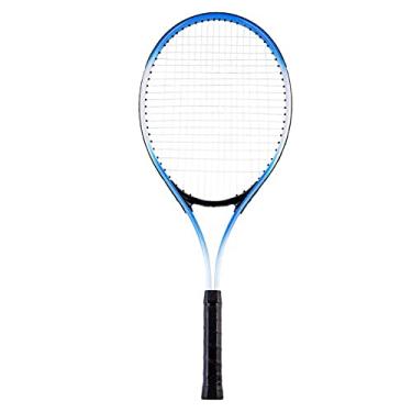 Imagem de Raquete de tênis de 68 cm, raquete de tênis individual, raquete de tênis recreativa para adultos, conjunto de treinamento de competição para iniciantes com bolsa de transporte (azul)