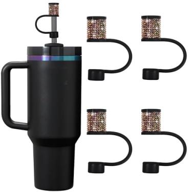 Imagem de Conjunto de acessórios Stanley Cup, 4 peças, capa de canudo de diamante brilhante, tampa de canudos para Stanley 30 e 1,134 g com copos, acessórios de tampa de 1 cm para copos, cobertura de palha para