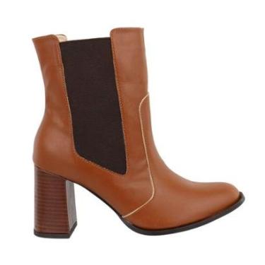 Imagem de Bota Chelsea Feminina Cano Baixo Salto Grosso Elástico Lateral Bota Casual Dia a Dia-Feminino