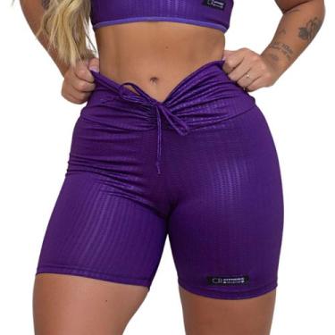 Imagem de Short Levanta Bumbum Cirre Academia Feminino - CR FITNESS, Roxo, P, Su