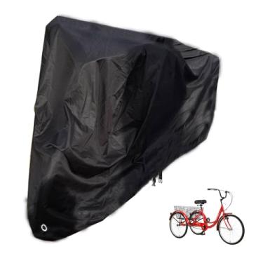 Imagem de YWWQYBYQ Capa para triciclo adulto, capa para bicicleta reclinada, capa para bicicleta de 3 rodas de 24 e 26 polegadas, capa para bicicleta oxford 210d à prova d'água ao ar livre, capa para
