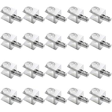 Imagem de UFURMATE Estacas de suporte de prateleira de vidro, 20 peças de pinos ajustáveis de prateleira de vidro sem moldura liga de zinco cromado polido clipes de grampo de vidro trapézio com pinos suportes de prateleira de parede suportes para vidro de 3-8 mm de espessura