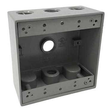 Imagem de Caixa de tomada elétrica exterior retangular à prova de intempéries com 2 entradas de 8,8 cm, com 3 tomadas, três orifícios de 1/2 polegada, listado pela UL, dupla gangue