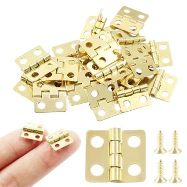 Imagem de Zorveiio 24 dobradiças pequenas de ouro antigo 13 x 12 mm - Mini dobradiças de bumbum para casa de boneca, DIY, mini armário, caixa de joias de madeira
