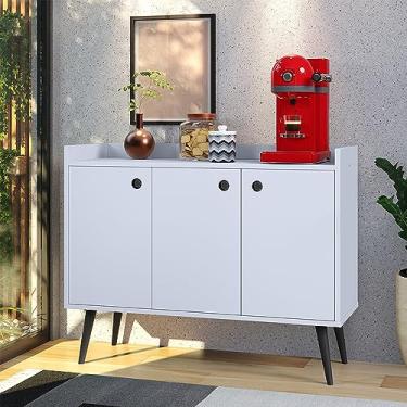 Imagem de Genérico, Aparador Buffet Bar Cantinho do Café Retrô 3 Portas Pés Palito Wood - Branco