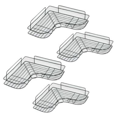 Imagem de Prateleira Aramada de Canto em L para Banheiro, 28x13cm e 26x11cm, Preta, 4 Peças