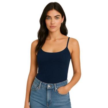 Imagem de Camiseta Canelada Blusa Alcinha Regata Kissila - NAKA MODAS, Azul, GG