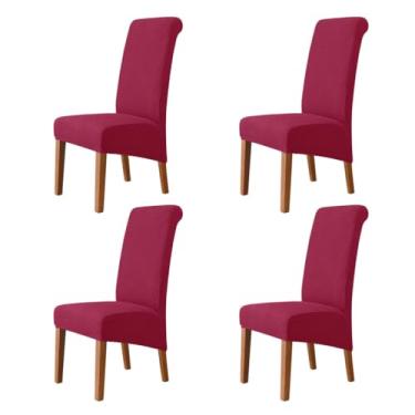 Imagem de Lzyjckh Capas elásticas para cadeiras de jantar, Capa para cadeiras com encosto alto, Protetor de cadeira removível e lavável, para decoração de casa, hotel, banquete, festa,Red,4PCS