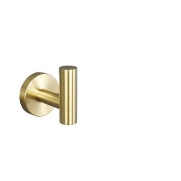 Imagem de Kit de acessórios para banheiro dourado - Toalheiro com suporte para papel higiênico e ganchos para roupão | Conjunto de 3 peças, gancho para roupão simples