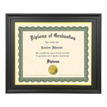 Imagem de LTYHHK Moldura para diploma de 38 x 50 cm, preta, telas de diplomas de 38 x 50 cm com tapete preto sobre ouro ou 45 x 55 cm sem tapete, moldura para diploma de 38 x 50 cm, molduras de certificado de