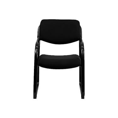 Imagem de Flash Furniture Cadeira de recepção lateral executiva de tecido preto com base de trenó