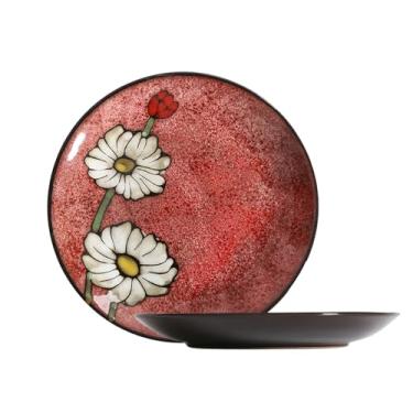 Imagem de Tigela de arroz criativa para uso doméstico retrô japonês simples e requintada cor sob o esmalte - prato plano de 20 cm