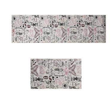 Imagem de Jogo Tapete Cozinha Antiderrapante 48x60 48x120 Oa Ptk Vr (M11Ptk CAFFETERA Marfim Preto Vermelho - ESTAMPADO)