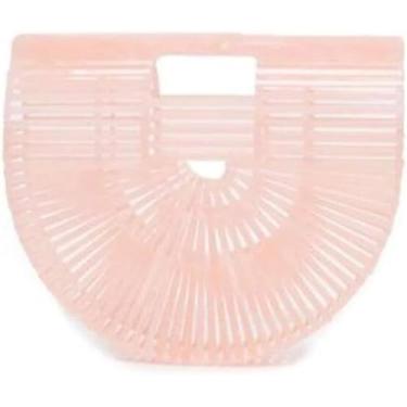 Imagem de Bolsas De Acrílico Sacos De Cesta Sacos De Malha à Mão Bolsas Ocas Bolsas De Praia Bolsas Femininas, Pearlescentpink, One Size