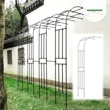 Imagem de Arco De Jardim Com Planta De Metal Preto Meio Arco Treliça De Parede De Jardim Ao Ar Livre Arco Escalada Rosas Trepadeiras Suporte Rack Branco Fácil De Montar, White, 220 * 240Cm/7.2 * 7.9Ft