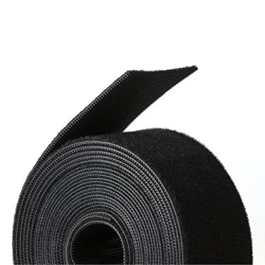Imagem de Reusable Hook & Loop Strong Grip Fastener Roll with Soft Touch Microfiber Velour 1 1/2" x 16' (1 1/2" Wide, 16 Feet Long) - Black