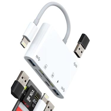 Imagem de Adaptador USB Lightning para leitor de cartão SD (6 em 1) para iPhone14 13Pro Max para Apple MFi certificado carregador conector câmera digital micro SD TF memória para iPad OTG cabo 3.0 conversor de