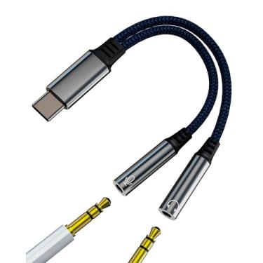 Imagem de Divisor de microfone de fone de ouvido USB C para duplo 3,5 mm (2 em 1) para cabo de áudio AUX da Apple, adaptador TRS Jack para iPhone 16 15 para iPad tipo C, conector de cabo de fone de ouvido