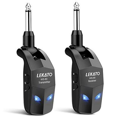 Imagem de Sistema de guitarra LEKATO, receptor e transmissor sem fio de 2,4 GHz, recarregável, com 4 canais para instrumentos elétricos, guitarra elétrica e baixo