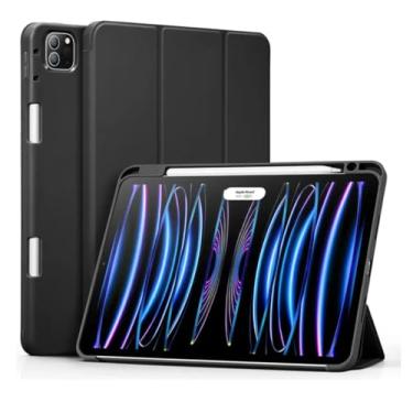 Imagem de Capa Flip Compatível Para iPad Pro 11 Polegadas 2024 A2837/A2836/ A2836/ A3006 Anti Impacto Com Suporte Pencil Resistente a Choques (Preto)