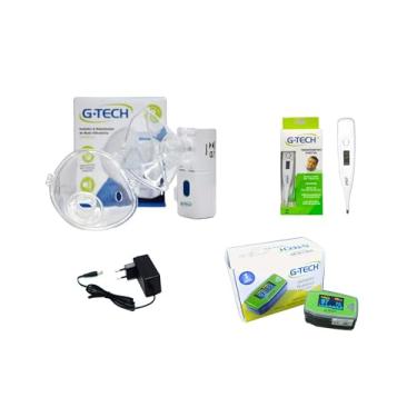 Imagem de Kit Saúde Infantil Inalador + Oximetro + Termometro + Fonte