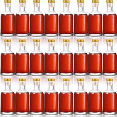 Imagem de Dandat Pacote com 30 garrafas de licor de vidro transparente de 170 g com tampas de cortiça, garrafas vazias caseiras a granel para uísque, vinho, bebidas, vinagre de óleo, vodca, limoncelo, bebidas