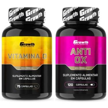 Imagem de Vitamina D 75 Caps + Anti-Ox Antioxidante 120 Caps Growth